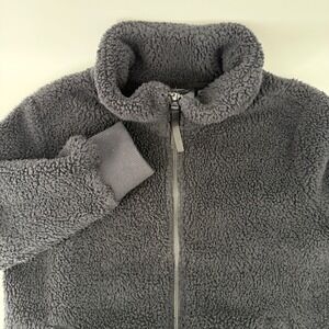 Free Country Gray Sherpa Fleece Zip‎ Up Jacket Cozy Winter Warm Outerwear
